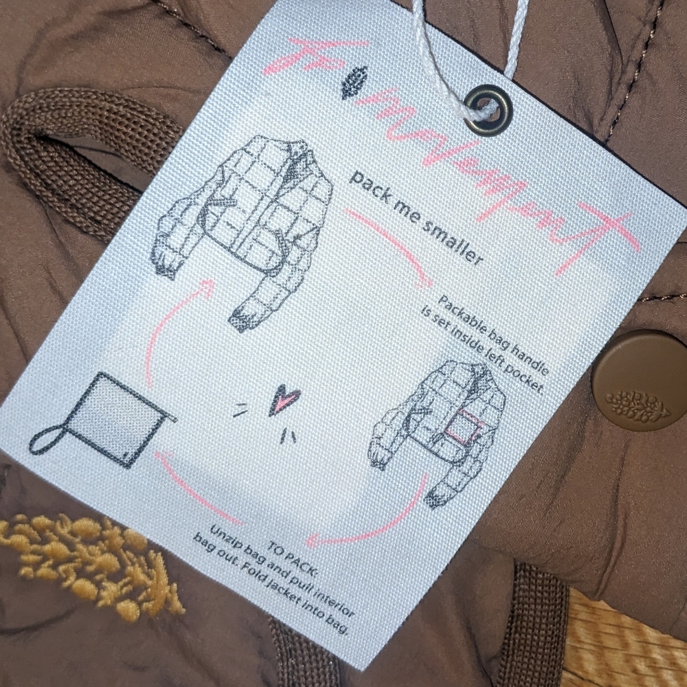 Free People Movement Pippa Packable Puffer Jacket sz MED in Twig Colorway - Picture 3 of 12